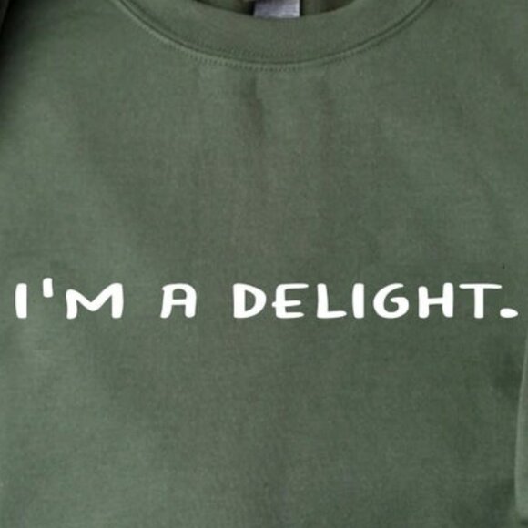 Im A Delight Funny Quote Sarcastic Crewneck Sweatshirt Humor Retro Style 17 - Picture 2 of 5